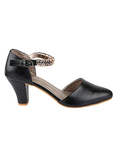 Stylestry Women's & Girl's Black Solid Stylish Block Heels Pumps