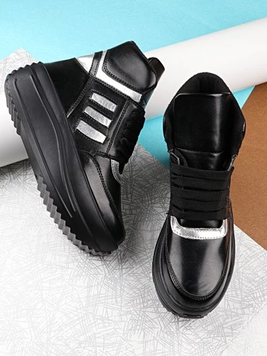 Stylestry Womens & Girls Colourblocked Lace Up Heeled Boots