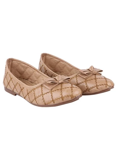 Stylestry Women Beige Printed Ballerinas with Bows Flats
