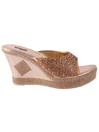 Stylestry Women's & Girl's Pink Embellished Ethnic Wedges Heels Sandals