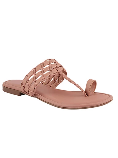 Stylestry Womens & Girls Pink Solid Faux Fur One Toe Flats