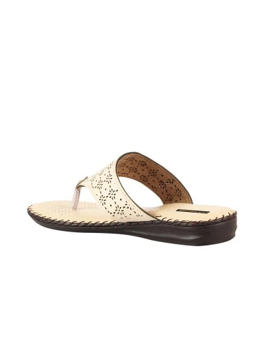 Stylestry Women Cream Laser Cuts Open Toe Flats