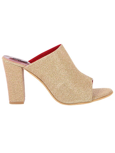 Stylestry Women's & Girl's Golden Woven Design Peep Toe Block Heels