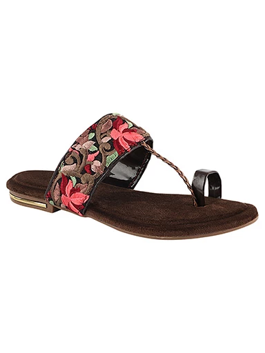 Stylestry Womens & Girls Brown Woven Design One Toe Flats