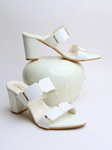 Stylestry Womens & Girls White Solid Heels