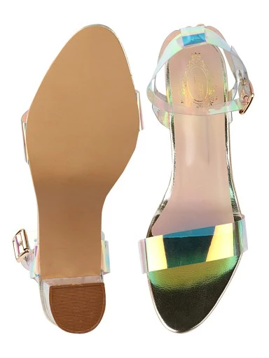 Stylestry Womens & Girls Silver Block Heels Sandals with Buckles