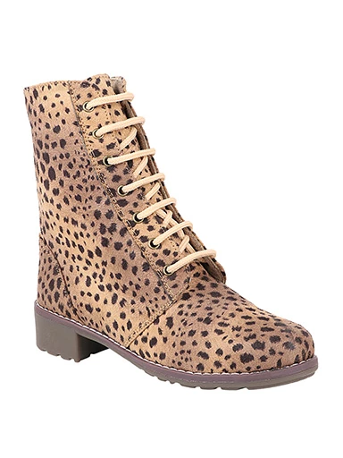 Stylestry Womens & Girls Leopard Print High Top Tan Heeled Boots
