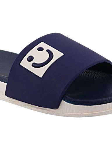 Stylestry Women Navy Blue & White Printed Sliders