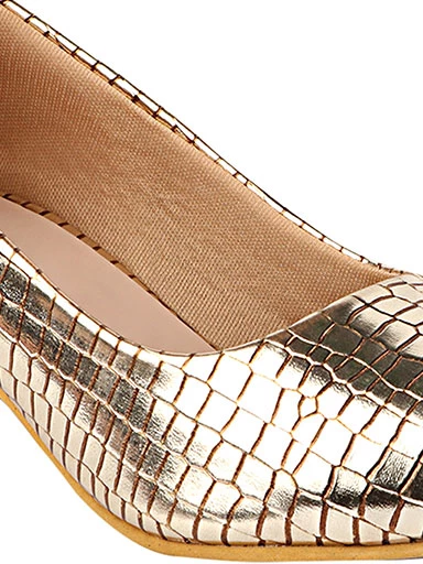 Stylestry Womens & Girls Gold-Toned Textured Block Pumps