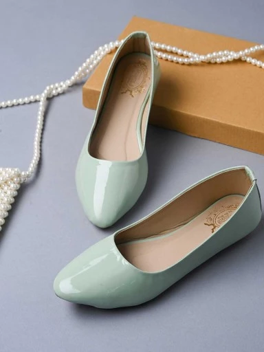 Stylestry Womens & Girls Green Solid Ballerinas