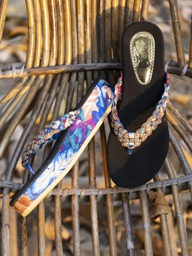 Stylestry Womens & Girls Multicoloured Embellished Flatforms Heels