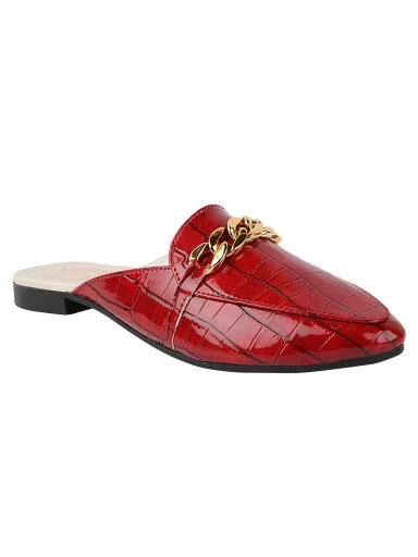 Stylestry Women Maroon Solid Mules