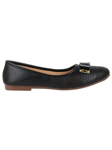 Stylestry Women Black Ballerinas with Bows Flats