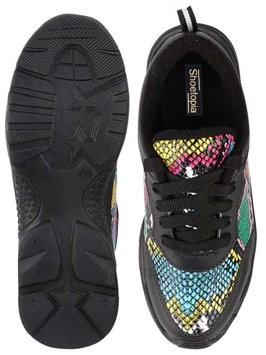 Stylestry Womens & Girls Black ColourBlocked Lace Up Walking Shoes