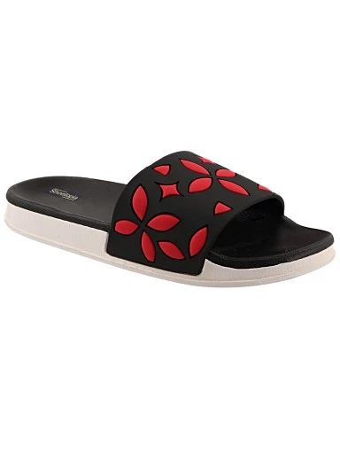 Stylestry Women Black & Red Printed Sliders