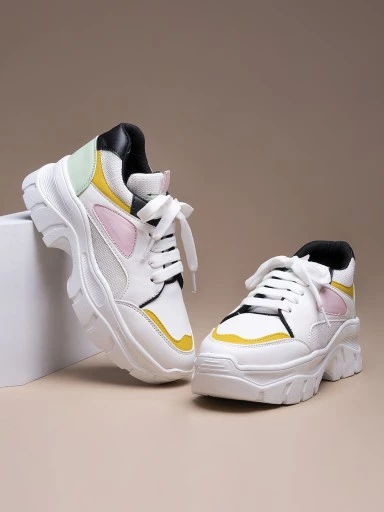 Stylestry Women White Mesh Walking Shoes