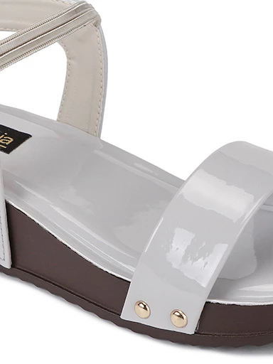Stylestry Womens & Girls Grey Solid Sandals