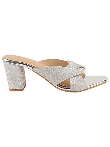 Stylestry Women's & Girl's Silver Peep Toes Block Heels