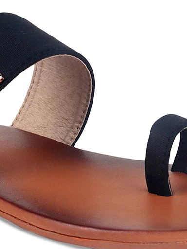 Stylestry Womens & Girls Black Solid One Toe Flats
