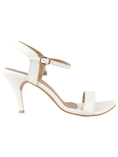 Stylestry Women White Solid Velvet Stilettos Heels