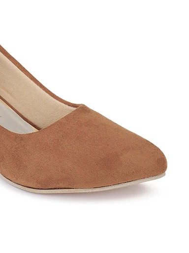 Stylestry Women's & Girl's Tan Suede Block Pumps
