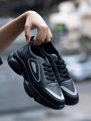 Stylestry Womens & Girls Black Lace Up Stylish Casual Sneakers Shoes
