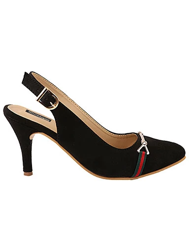 Stylestry Women's & Girl's Black Striped Suede Stiletto Pumps