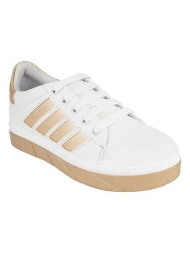 Stylestry Womens & Girls Lace-Up White Casual Sneakers