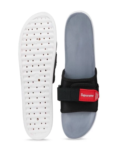 Stylestry Women Grey Buckle Sliders