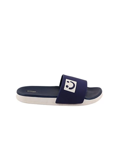 Stylestry Women Navy Blue & White Printed Sliders