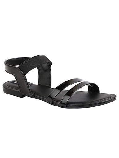 Stylestry Womens & Girls Black Open Toe Flats
