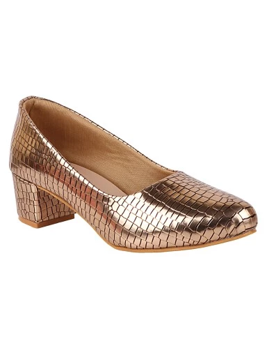 Stylestry Copper-Toned Party Block Pumps