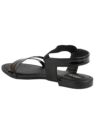 Stylestry Womens & Girls Black Open Toe Flats
