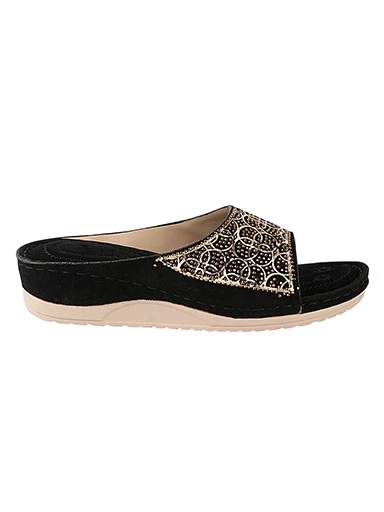 Stylestry Women's & Girl's Black Embellished Sandals