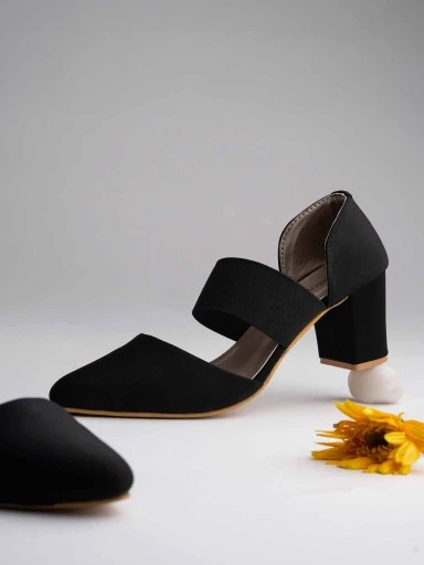 Stylestry Womens & Girls Black Block Heels