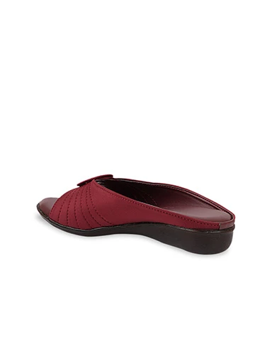 Stylestry Womens & Girls Cherry-Coloured Embellished One Toe Flats with Bows