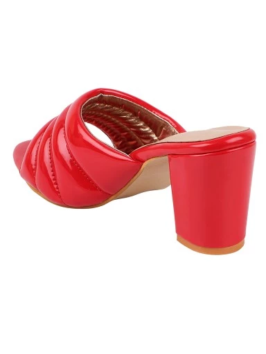Stylestry Women's & Girl's Red Solid Block Heels