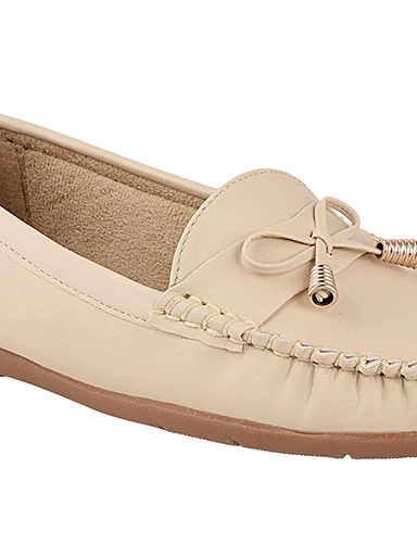 Stylestry Womens & Girls Cream Solid Ballerinas With Bow