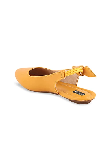Stylestry Womens & Girls Yellow Embellished Mules with Bows Flats