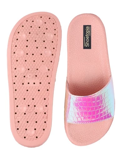 Stylestry Women & Girls Embellished Pink Sliders