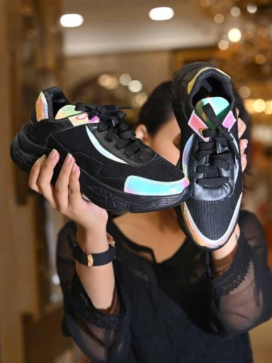 Stylestry Womens & Girls Black Stylish Sneakers