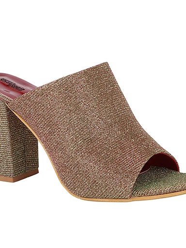 Stylestry Women's & Girl's Copper Woven Design Peep Toe Block Heels