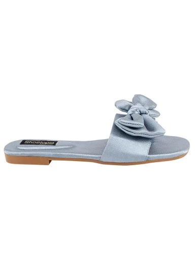 Stylestry Women Blue Open Toe Flats with Bows