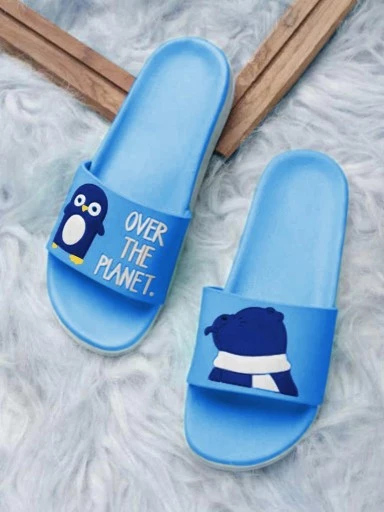 Stylestry Women Blue Printed Sliders