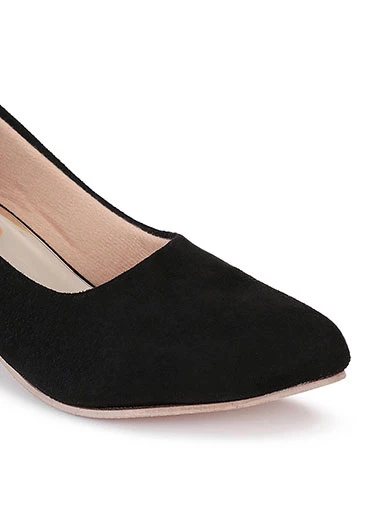 Stylestry Women's & Girl's Black Suede Block Pumps
