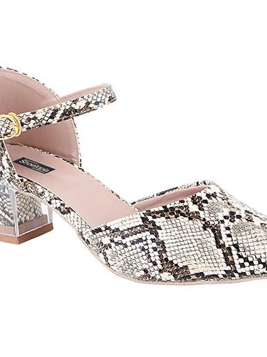 Stylestry Women's & Girl's Cream Animal Printed Block Heels Pumps