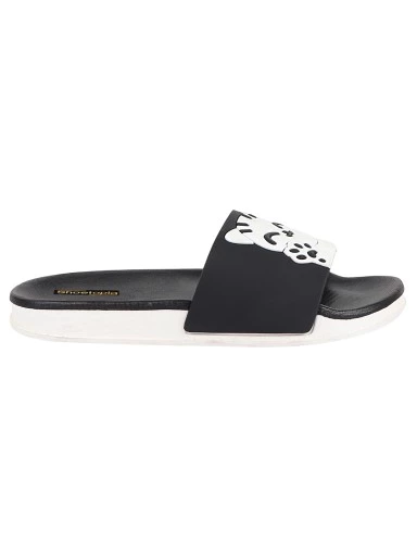 Stylestry Women Black & White Printed Sliders