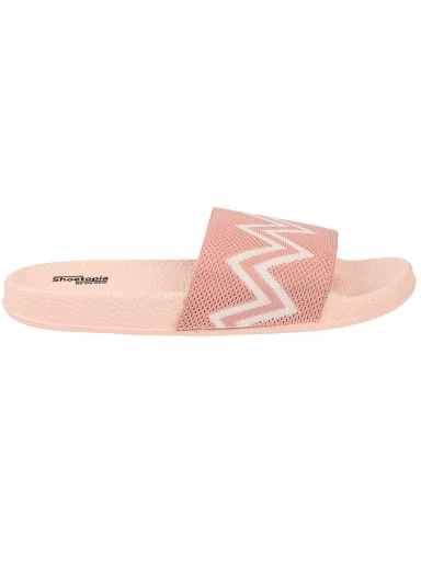 Stylestry Women Peach-Coloured & White Printed Sliders