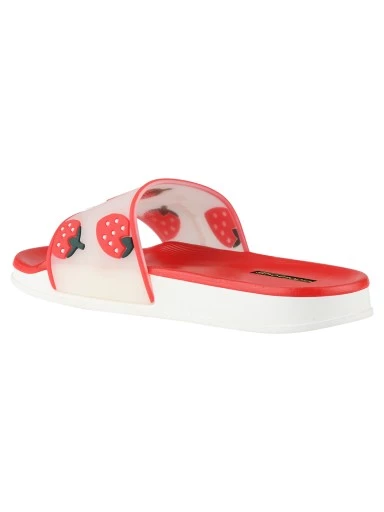 Stylestry Women Red & Off-White Printed Sliders
