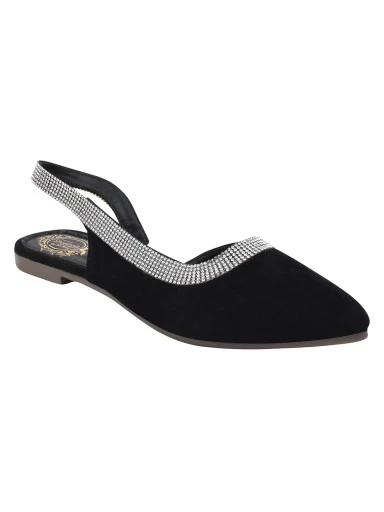 Stylestry Women Black Flat Ballerinas